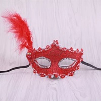 Ensemble de masques de princesse de Venise avec plumes latérales, petit chapeau de mascarade pour festival, fête, spectacle de scène, fournitures de fête de haute qualité