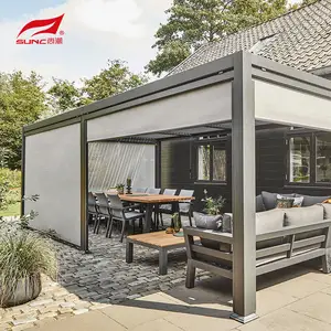 SUNC Modern Pergola Louver Roof Aluminium Patio Waterproof Bioclimatic Motorized Electric Louvered Outdoor Pergola