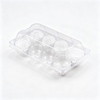 Vente en gros de boîtes à œufs en PET transparentes à 12 compartiments (2x6), jetables, de taille moyenne, à charnière, avec une épaisseur de 0,3 mm, impression de logo personnalisée