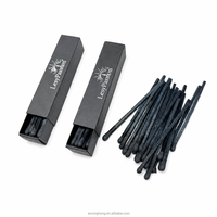 Allumettes de sécurité longues écologiques noires de 75 mm avec impression personnalisée, en bois, dans une boîte en papier, pour fête, bougie parfumée, cadeau de mariage