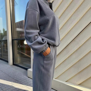 Private Label <b>Women</b> Sweatshirt Pants Set <b>Zip</b> <b>Up</b> Casual Streetwear Outfit Screen Printing Logo - Product Image 4