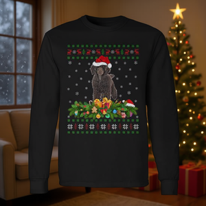 Maglietta a maniche lunghe natalizia coordinata per la famiglia con stampa di un simpatico barboncino giocattolo luminoso - Product Image 3