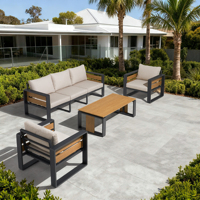 Ensemble de canapés d'extérieur modernes en aluminium Richard pour 1 à 7 personnes, idéal pour patio, balcon, cour, parc, appartement, salon ou hôtel