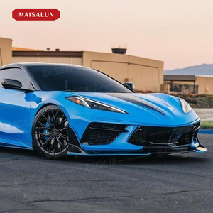 Kit de carrosserie noir brillant en matériau ABS pour Chevrolet <span class=keywords><strong>Corvette</strong></span> C8 jupes latérales à lèvre avant spoiler bodykit - Product Image 2