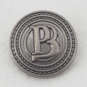 Bouton décoratif en métal à tige en laiton en alliage de zinc de Botones de couture dorés en relief de logo personnalisé pour veste de manteau