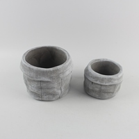 Pot à Bonsaï Gris en Ciment, Vase Unique Gris-Vert Fait Main, Écologique, Décoration Jardin et Maison