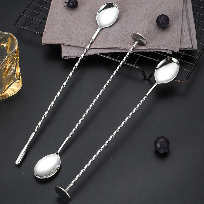 304 Stainless Steel Fine Thread Teardrop Bar Spoon Cocktail Stirring Mixing Stick Home Water Drop Metal Material