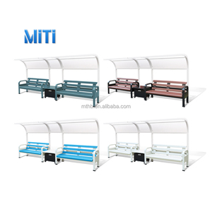 Nouveauté Bancs de tennis modernes Auvent Bancs Métal Plastique <span class=keywords><strong>avec</strong></span> <span class=keywords><strong>dossier</strong></span> Chaises <span class=keywords><strong>Banc</strong></span> d'extérieur personnalisé à baldaquin - Product Image 1