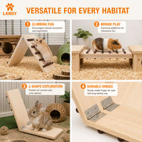 Jouet pour lapin en bois massif naturel, échelle d'escalade, pont en arc pour petits animaux, décoration de jardin et d'aménagement paysager
