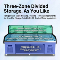 Vitrina Refrigerada Comercial de Doble Zona para Ensaladas, Exhibidor de Alimentos Refrigerado para Restaurantes, Buffets y Delis con Gabinete de Almacenamiento