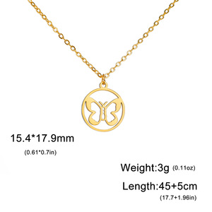 Mode rond creux papillon pendentif collier femmes en acier inoxydable collier saint valentin bijoux cadeau d'anniversaire - Product Image 5