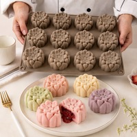 Moule en silicone Candyer à 12 cavités en forme de lotus, moule de cuisson en silicone de qualité alimentaire pour mousse, gâteau, dessert, fabrication de chocolat