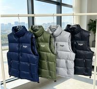 Gilet d'hiver personnalisé en toile brodée en 3D, sur mesure, décontracté, ample, sans manches, avec fermeture éclair, imperméable, rembourré de duvet pour homme