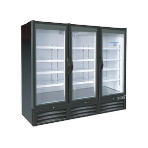 Réfrigérateur de présentation de boissons à trois portes, à température unique, avec écran intégral, étagères réglables et serrure de porte - Product Image 2