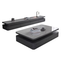 Ensemble Table Basse et Meuble TV en Dalles de Pierre, Style Minimaliste Moderne et Luxe Léger, Multifonctionnel pour Petits Appartements, Mobilier de Salon