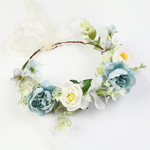 Nicro <span class=keywords><strong>มงกุฎ</strong></span><span class=keywords><strong>ดอกไม้</strong></span>สีพาสเทลแบบคาดผม,ที่คาดผมพวงมาลัย<span class=keywords><strong>ดอกไม้</strong></span>ปลอมสำหรับเจ้าสาวงานแต่งงานงานปาร์ตี้สไตล์โบฮีเมียน - Product Image 4