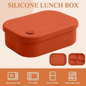 Custom Logo Heatable Simple BPA Free Silicone Food Storage Container <b>Compartment</b> Meal Prep <b>Box</b> Reusable Eco-friendly - Product Image 5