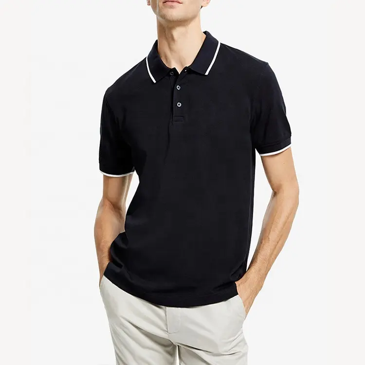 Sustainable Wholesale hemp cotton pique Polo Shirts Black S M L XL Sportswear t-shirts mens Casual Wear