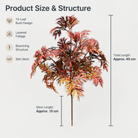 Branche de feuille d'érable artificielle colorée en plastique, tige de feuillage artificiel pour arrangement floral, décoration de mariage et de maison, plante de simulation