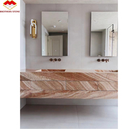 Table de salle à manger en marbre grain de bois persan, prix usine Yunfu, marbre beige naturel poli pour meuble-lavabo de salle de bain