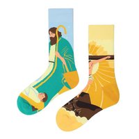 Vente en gros de chaussettes d'art graphique uniques et amusantes pour femmes et hommes en coton Creative Crazy AB Chaussettes dépareillées