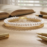 Bracelet chaîne cubaine Hip Hop en argent 925 plaqué or 14 carats avec perle d'eau douce, design minimaliste unisexe, cadeau de mariage, bijoux de mode