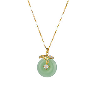 <span class=keywords><strong>Collana</strong></span> Vintage Placcata <span class=keywords><strong>Oro</strong></span> con Giada Bianca e Verde, Trendy <span class=keywords><strong>Collana</strong></span> con Ciondolo in Giada Verde in Acciaio Inossidabile per Ragazze - Product Image 6