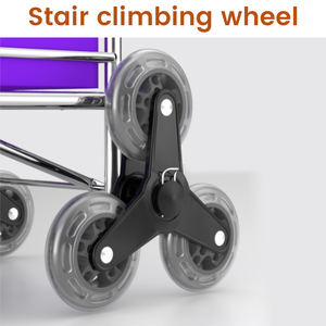 Chariot d'escalade d'escalier 35L, chariot de courses pliable, chariot de courses en aluminium pliant avec sac de courses pour les courses alimentaires - Product Image 5