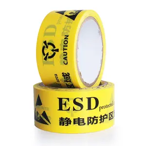 ขายส่งคําเตือนพื้นที่ป้องกันไฟฟ้าสถิตย์ ESD ป้องกันไฟฟ้าสถิตย์การทําเครื่องหมายพื้นเทปเตือน Pe พลาสติก Caution