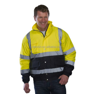 Jaket Kerja Keselamatan Reflektif Anti Angin Resleting Depan Warna Oranye/Biru Tua/Hijau ANSI Kelas 2 Grosir, Dapat Disesuaikan - Product Image 2