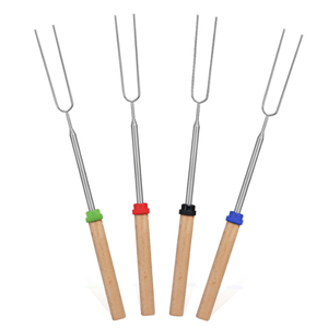 Tay cầm bằng gỗ Kính thiên văn BBQ ngã ba <span class=keywords><strong>Marshmallow</strong></span> rang Gậy ngửi gậy 31 đến 81cm ngoài trời - Product Image 5