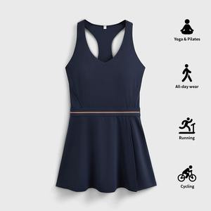 Özel Logo kızlar tek parça beyaz tenis giyim cepler ile yeni tasarım spor salonu spor kadın gömlek elbise sutyen yetişkin boyutu - Product Image 6