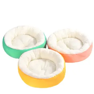 Lits ronds longs en peluche pour animaux de compagnie, matelas pour chien, nid de sommeil pour chat, canapé pour animaux de compagnie, lit de catterie pour chiens, niche à coussin pour produits d'intérieur pour chats