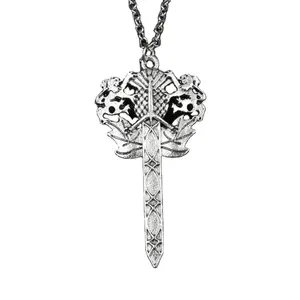 Wholesale Jewelry of TV Outlander Scottish National Flower Thistle Sword Pendants Necklaces Women Men Vintage Statement Necklace