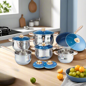 12-Piece Stainless Steel Non-Stick <b>Cookware</b> <b>Set</b>-Kitchen Pots and Pans - Product Image 1