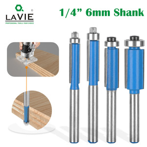 Fraise à bois LAVIE, queue de 1/4, lame de découpe bleue à double tranchant droite avec roulement simple pour défonceuse à bois - Product Image 4