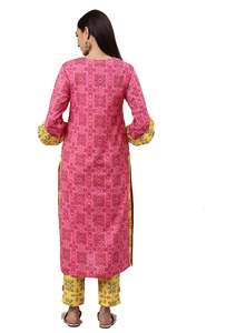 Élégant motif floral rayonne Kurta & pantalon ensemble pour femmes vêtements ethniques pour femmes pour les sorties décontractées et les festivals Occasions spéciales - Product Image 2