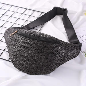 2024 bohemio playa directo de fábrica al por mayor bolsa de pecho de ganchillo tejido de paja cintura <span class=keywords><strong>riñonera</strong></span> con correa ajustable - Product Image 6