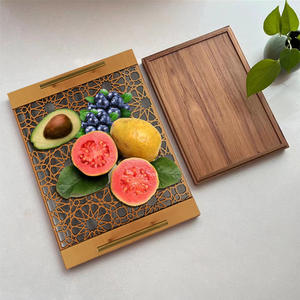 Artisanat en bois sculpté plateau de rangement creux acrylique avec poignée plateau de rangement de bureau monobloc personnalisé - Product Image 6