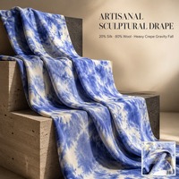 Direct Fabric House Tissu Crêpe Lourd 20% Soie de Mûrier 80% Laine Teinture Tie-Dye pour Rideaux de Luxe et Coussins Décoratifs