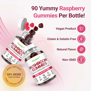 Suplemen Kesehatan Otak Nootropik Alami Rasa Raspberry, Kompleks Jamur Lions Mane dalam Bentuk Gummy, Mendukung Fokus & Imunitas - Product Image 6