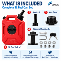 Réservoir de carburant portable 3L en PEHD 3mm avec bec verseur, bouchon de ventilation et fixation sécurisée pour Argo, VTT, moto tout-terrain
