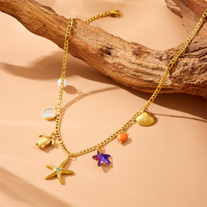 Fashion Marine Animal Starfish <b>Turtle</b> Pendant Stainless Steel <b>Necklace</b> Gift Charm Jewelry N2895 - Product Image 2