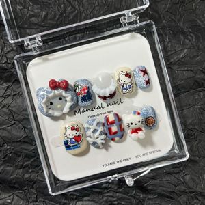 Puramente hecho a mano Linda chica de dibujos animados corto redondo usable Nail Art <span class=keywords><strong>Patch</strong></span> desmontable - Product Image 1