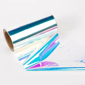 <span class=keywords><strong>Film</strong></span> de verre transparent à <span class=keywords><strong>iris</strong></span> de couleur magique Matériau PET souple Papier imprimé au laser Décor de photographie à changement de couleur réfléchissant - Product Image 1