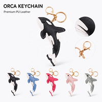 Porte-clés en cuir PU Orca, adorable breloque animale marine, pendentif pour sac, accessoire de sac à dos, cadeau