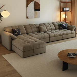 أريكة على شكل حرف L بتصميم جذاب ، سرير وشقة كوين طقم أريكة من 2-3 مقاعد لصالة الفندق ، أثاث غرفة المعيشة وغرفة النوم - Product Image 3