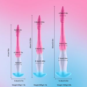 سدادة شرجية سيليكونية طويلة جدًا بتصميم خاص، أداة تدريب شرجية على شكل وحش خيالي، ألعاب جنسية للرجال والنساء - Product Image 4
