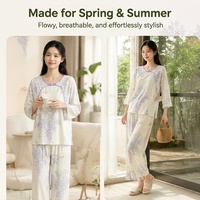 Pyjamas en fibre de bambou pour femmes, printemps-été, antibactériens naturels, nouveau style chinois, doux, respectueux de la peau, vêtements d'extérieur, vêtements de détente