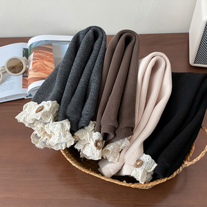 Leggings foderati in pile per bambini eleganti in pizzo Slim Fit per bambine autunno inverno nuovi pantaloni caldi e versatili - Product Image 5